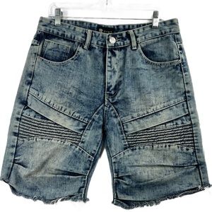 WAIMEA Skinny Fit Acid Washed Jean Shorts Raw Hem 100% Cotton Size 32